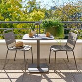 Garten-Quadrattischset + 2 Stühle ALEGORIA Café 2 Plätze - Stahl, Verstärkter Rostschutz Kaffee