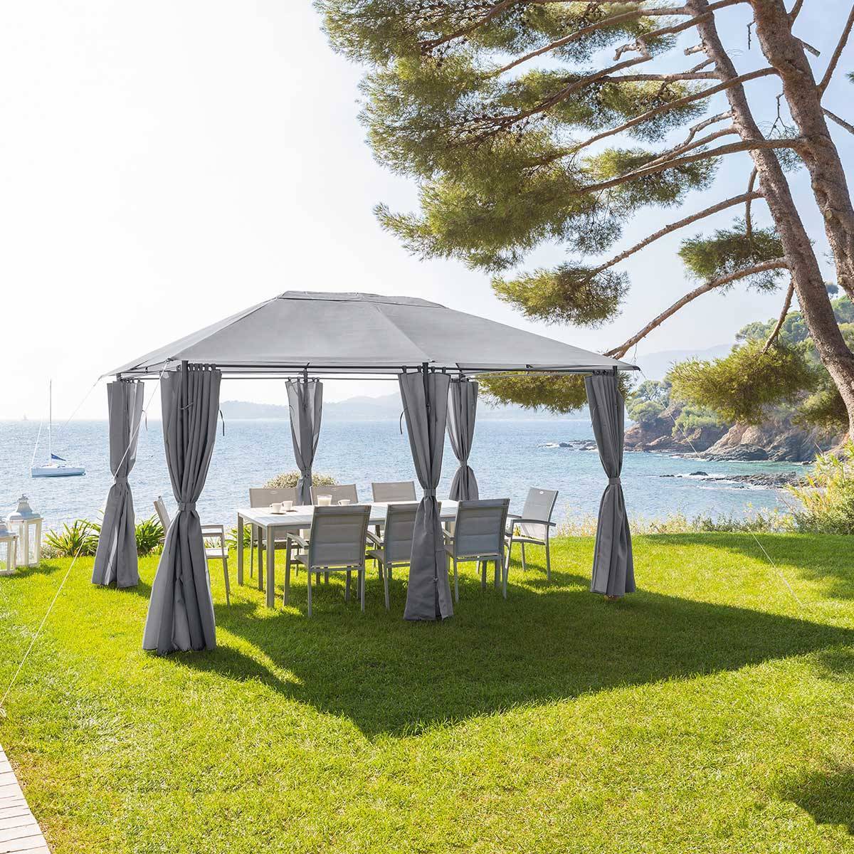 Rechteckiger Pavillon SANTORINI Schiefer Für SANTORINI 4 x 3 m - Epoxy-beschichteter Stahl, Polyester Schiefer