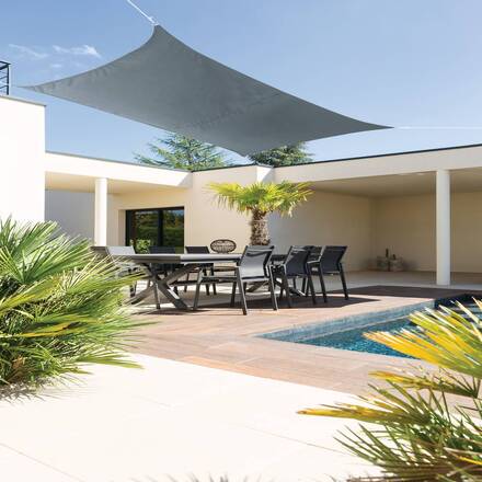 Rechteckiges Sonnensegel CURACAO Grau 4 x 3 m - Polyester