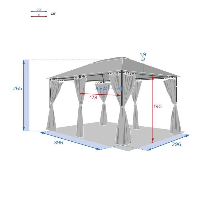 Rechteckiger Pavillon SANTORINI Schiefer Für SANTORINI 4 x 3 m - Epoxy-beschichteter Stahl, Polyester Schiefer