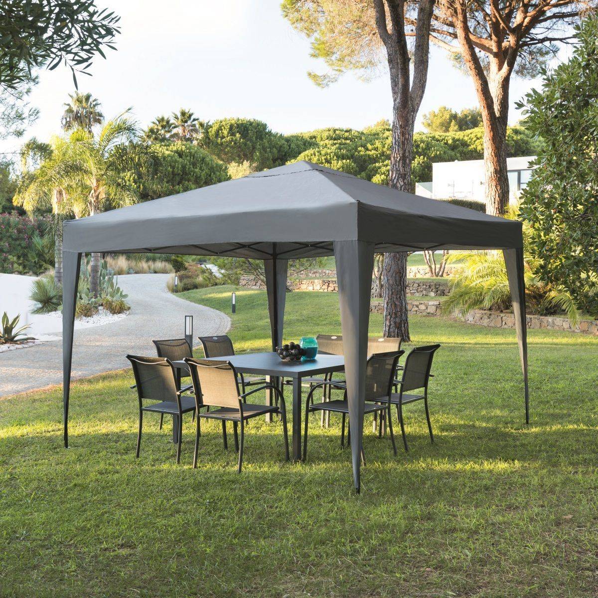 Quadratischer faltbarer Pavillon EASY UP Schiefer Für EASY UP 3 x 3 m - Epoxidharzbeschichtetes Aluminium, Polyester Schiefer