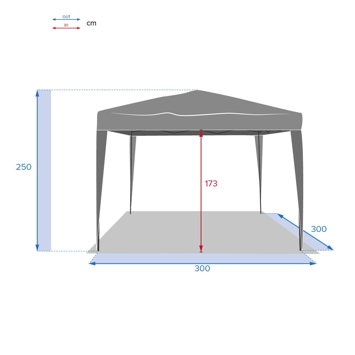 Quadratischer faltbarer Pavillon EASY UP Schiefer Für EASY UP 3 x 3 m - Epoxidharzbeschichtetes Aluminium, Polyester Schiefer