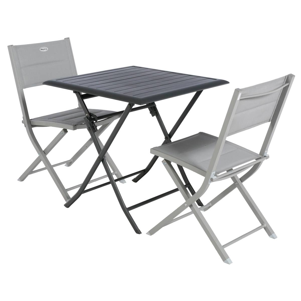 Quadratischer klappbarer Gartentisch AZUA Graphit 2 Plätze - Epoxy-behandeltes Aluminium Graphit