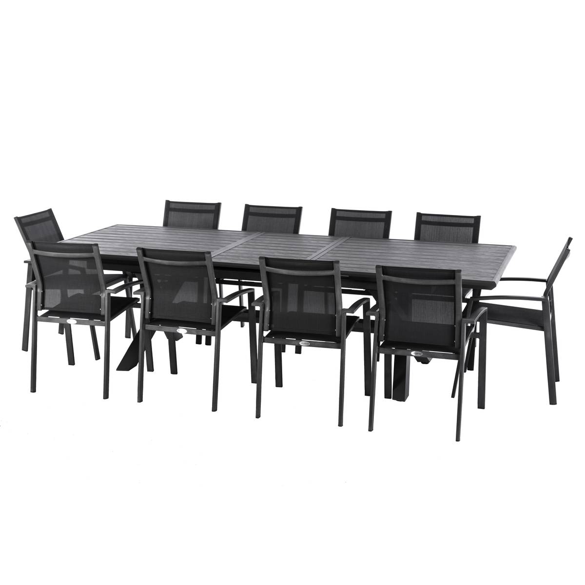 Ausziehbarer Gartentisch AXIOME Granitschiefer 10 Plätze - Epoxy-beschichtetes Aluminium Granitierter Schiefer