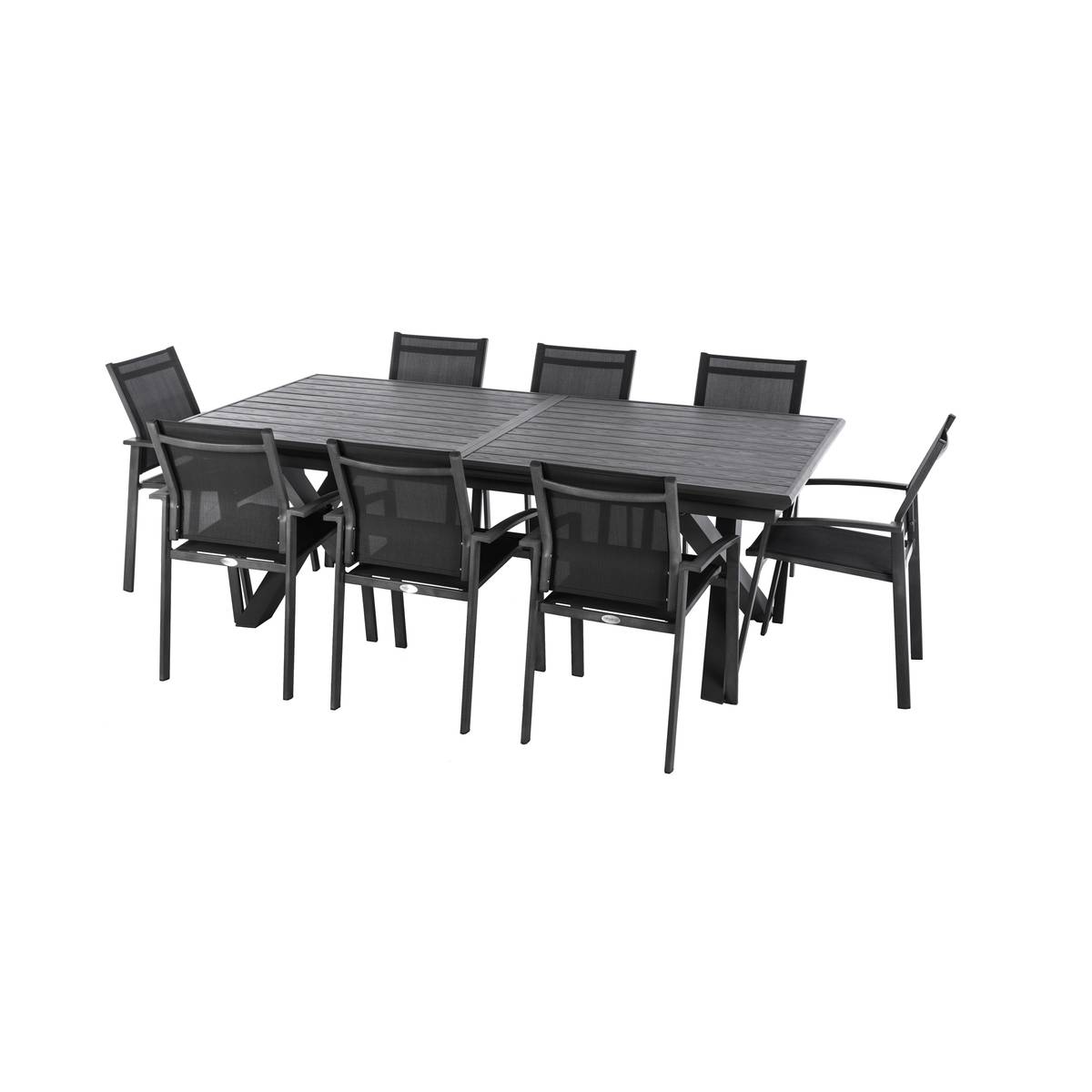Ausziehbarer Gartentisch AXIOME Granitschiefer 10 Plätze - Epoxy-beschichtetes Aluminium Granitierter Schiefer