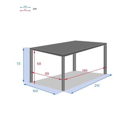 Rechteckiger Gartentisch PIAZZA Graphit 8 Plätze - Epoxy-beschichtetes Aluminium