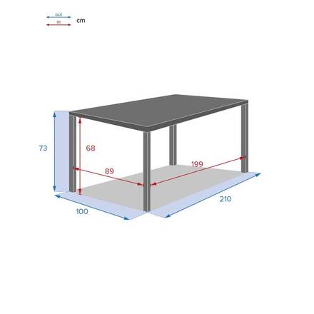 Rechteckiger Gartentisch PIAZZA Graphit 8 Plätze - Epoxy-beschichtetes Aluminium