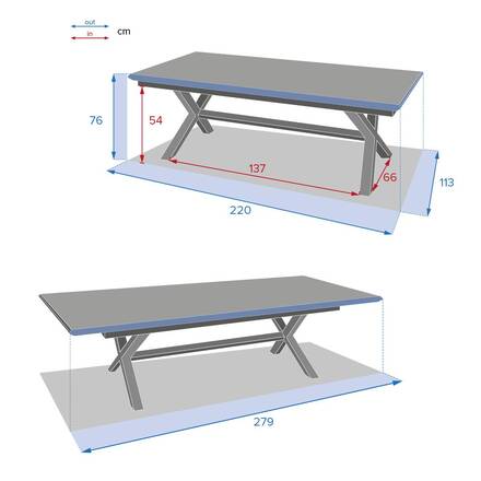 Ausziehbarer Gartentisch AXIOME Granitschiefer 10 Plätze - Epoxy-beschichtetes Aluminium