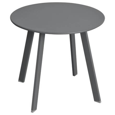 Runder Gartenbeistelltisch SAONA Graphit 50 x 45 cm - Epoxidharzbeschichteter Stahl, Verstärkter Rostschutz