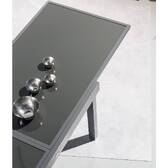 Ausziehbarer Gartentisch PIAZZA Graphit 10 Plätze - Epoxidharzbeschichtetes Aluminium, Gehärtetes Glas Graphit