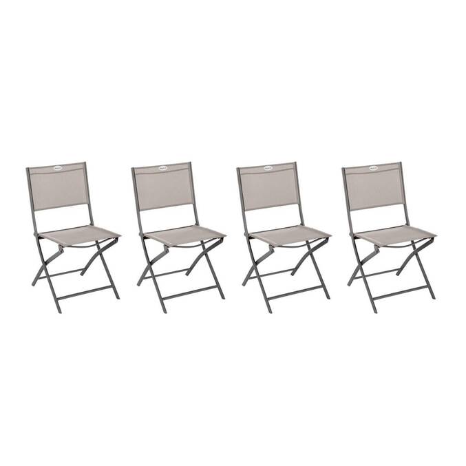4er-Set klappbare Gartenstühle MODULA Haselnuss / Tonka Epoxidharzbeschichteter Stahl, Texaline Haselnuss / Tonka