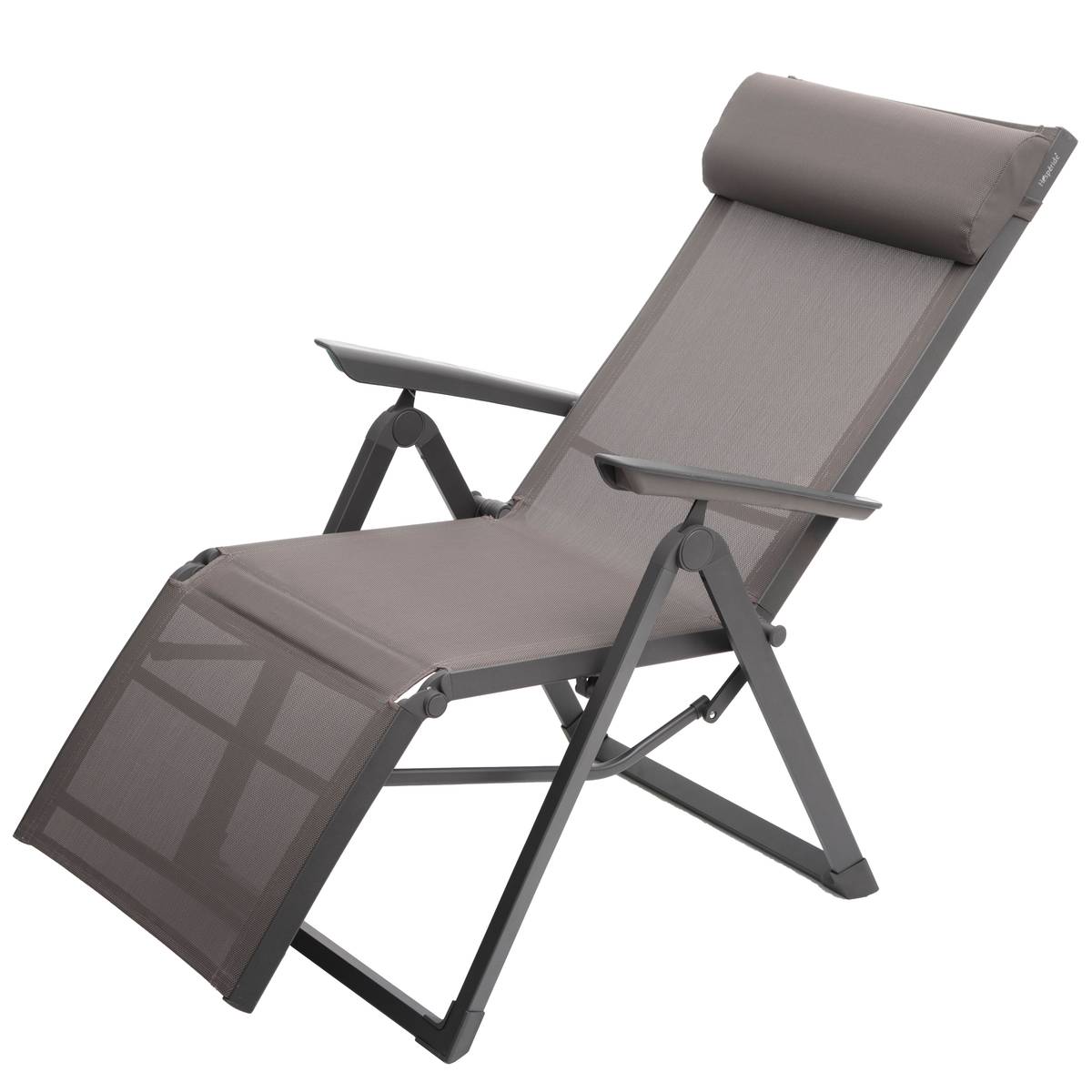 Garten-Relaxsessel DECIMA Haselnuss / Praline 8 Positionen - Epoxy-behandeltes Aluminium, Texaline Haselnuss / Praline