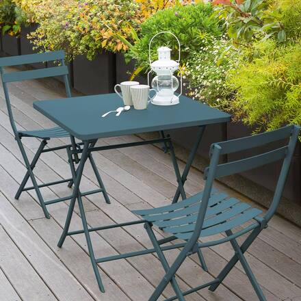 Quadratischer klappbarer Gartentisch GREENSBORO Entenblau