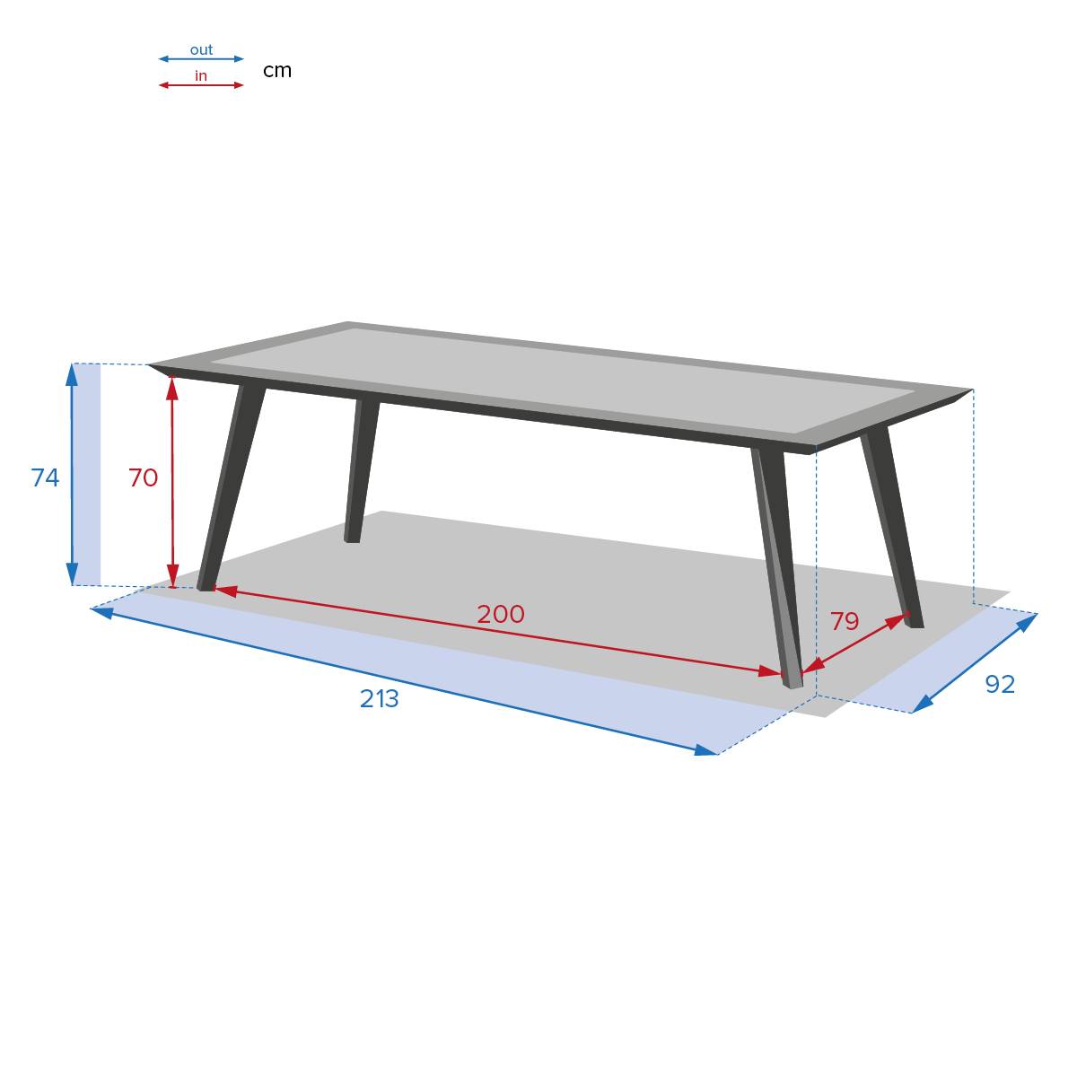 Rechteckiger Gartentisch LAMBADA Keramik / Graphit 8 Plätze - Epoxidharzbeschichteter und elektrophoretisch behandelter Stahl, Keramik Keramik / Graphit