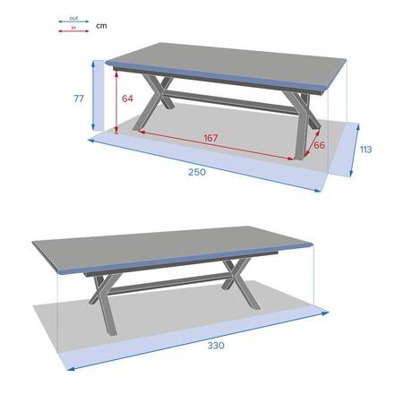 Ausziehbarer Gartentisch AXIOME Granitschiefer 12 Plätze - Epoxy-beschichtetes Aluminium