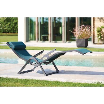 Sonnenliege DECIMA Entenblau / Graphit 2 Positionen - Epoxy-behandeltes Aluminium, Texaline
