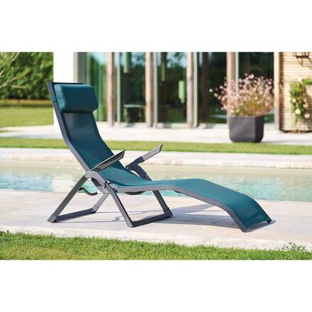 Sonnenliege DECIMA Entenblau / Graphit 2 Positionen - Epoxy-behandeltes Aluminium, Texaline