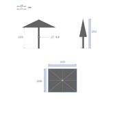 Rechteckiger neigbarer Sonnenschirm LOOMPA Schiefer 3 x 2 m - Aluminium, Polyester Schiefer