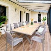 Ausziehbarer Gartentisch AXIOME Holzeffekt Honey / Praline 12 Plätze - Epoxy-beschichtetes Aluminium Honey / Praline