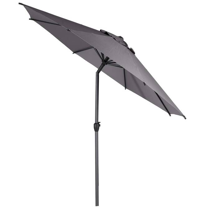 Runder neigbarer Sonnenschirm LOOMPA Schiefer 3 m - Aluminium, Polyester Schiefer