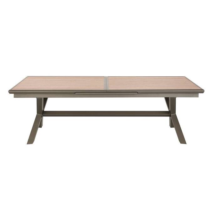 Ausziehbarer Gartentisch AXIOME Holzeffekt Honey / Praline 12 Plätze - Epoxy-beschichtetes Aluminium Honey / Praline