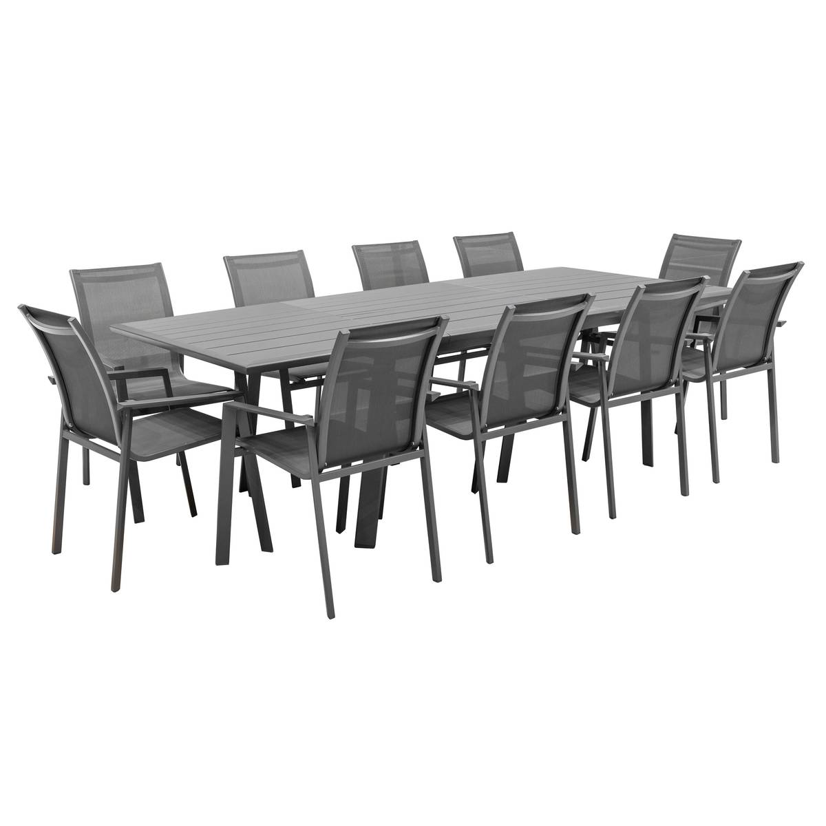 Ausziehbarer Gartentisch PAVANE Graphit 10 Plätze - Epoxy-beschichtetes Aluminium Graphit