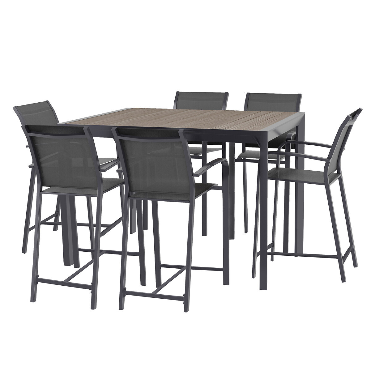 Ausziehbarer Garten-Stehtisch ÉVASION Roggen Holzeffekt & Graphit 8 Sitze - Aluminium, epoxidbehandelt Roggen / Graphit