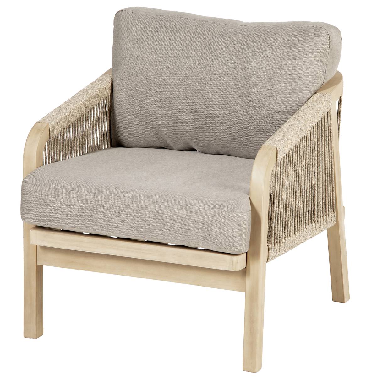 Gartensessel PAPOUASIE Akazie FSC®-zertifiziertes Akazienholz, Polyester Taupe / Akazie