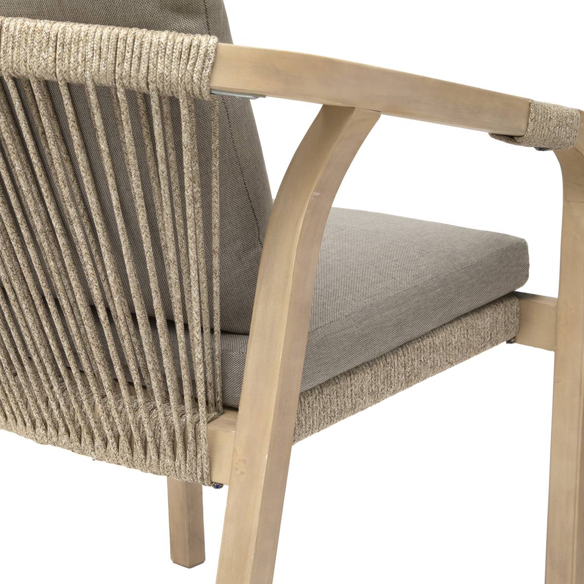 Gartenstuhl mit Armlehnen PAPOUASIE Akazie FSC®-zertifiziertes Akazienholz, Polyester Taupe / Akazie