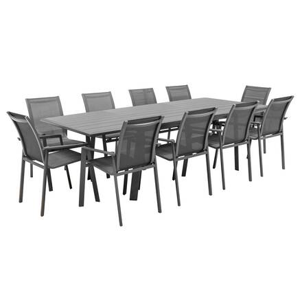 Ausziehbarer Gartentisch PAVANE Graphit 10 Plätze - Epoxy-beschichtetes Aluminium