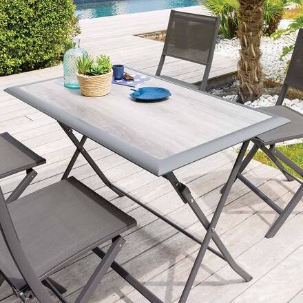 Rechteckiger klappbarer Gartentisch AZUA Rauchgrau 4 Plätze - Aluminium mit Epoxidharz behandelt, ECP