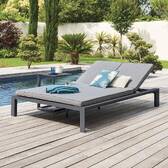 Doppel-Poolliege ÉVASION Anthrazit / Graphit 2 Plätze - Epoxy-behandeltes Aluminium, Texaline Anthrazit / Graphit