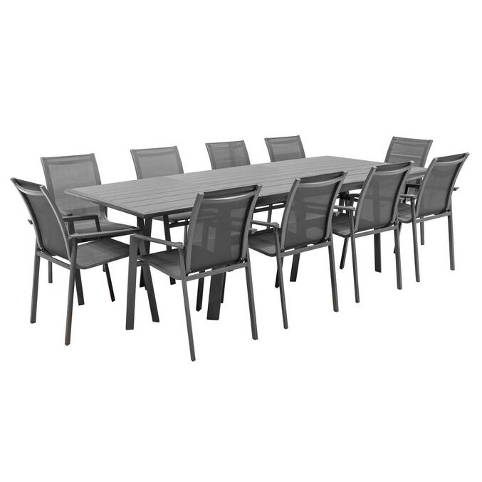 Ausziehbarer Gartentisch PAVANE Graphit 10 Plätze - Epoxy-beschichtetes Aluminium Graphit