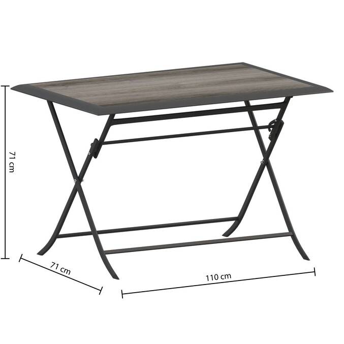 Rechteckiger klappbarer Gartentisch AZUA Rauchgrau 4 Plätze - Aluminium mit Epoxidharz behandelt, ECP Smoke-Grau