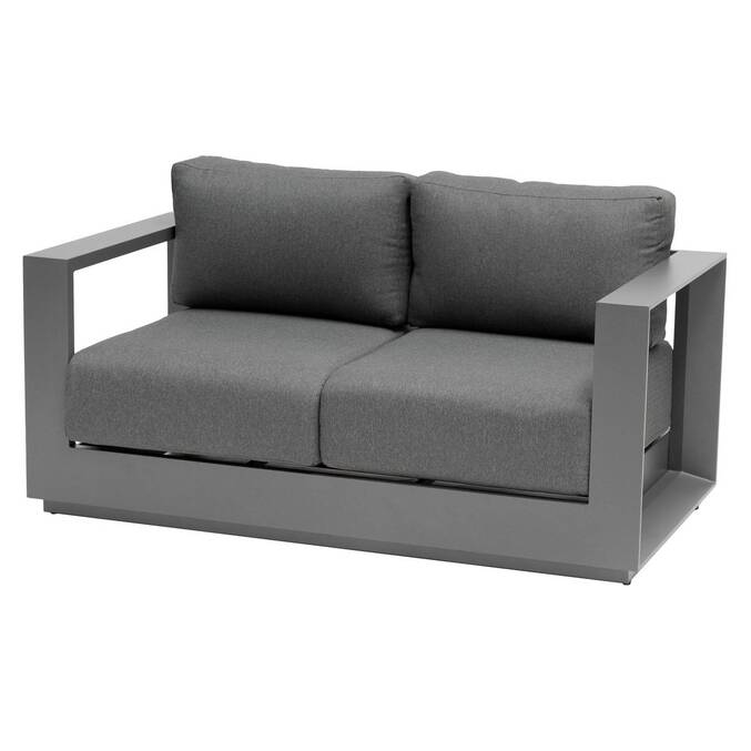 Gartensofa ALLURE Graphit / Grau zebrano 2 Plätze - Epoxy-behandeltes Aluminium, Polyester Zebrano-Grau / Graphit