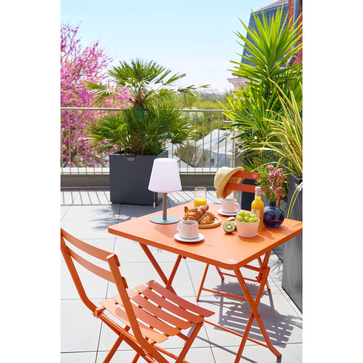 2er-Set klappbare Gartenstühle GREENSBORO Sandplatz Roland-Garros x Hespéride - Epoxidharzbeschichteter Stahl Gestampfte Erde