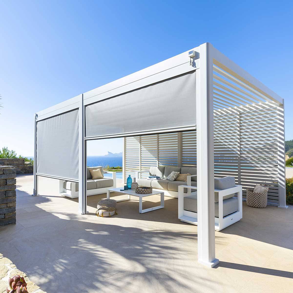Jalousie für bioklimatische Pergola EVORA Weiß Für EVORA Seite 3 m - 1/3 Seite - 0,9 x 2,4 m - Epoxidbeschichtetes Aluminium Weiß