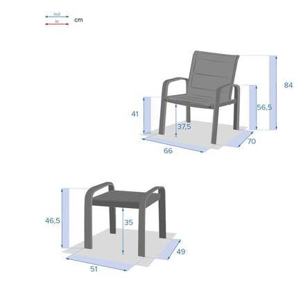Gartenlounge-Set Duo ELYN Petrolblau / Graphit 2 Plätze - Aluminium, Textilene