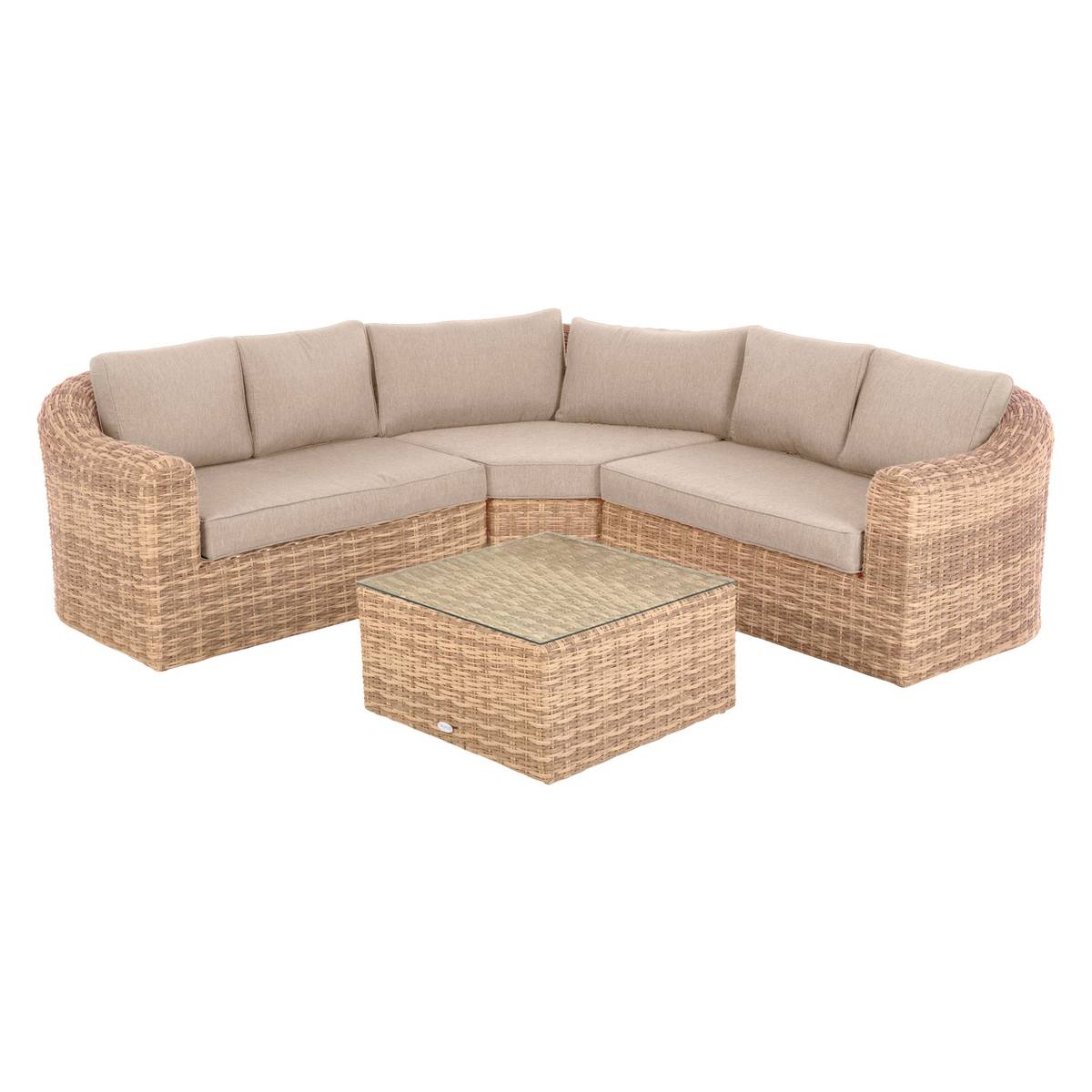 Garteneckgarnitur MOORÉA Savana 5 Plätze - Epoxy-behandeltes Aluminium, Geflecht, Polyester Savana