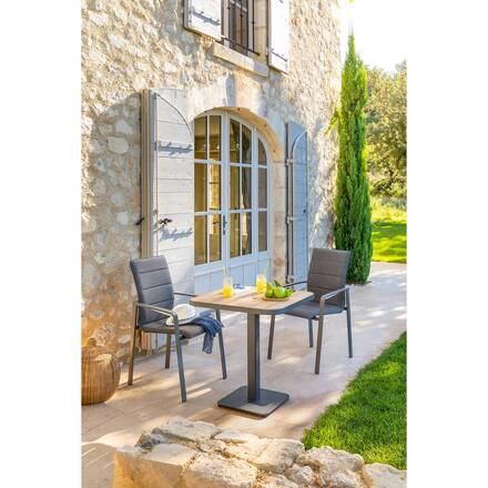 Bistrotisch TYLA Akazie / Graphit 2 Plätze - Epoxy-behandelter Stahl, FSC®-zertifiziertes Akazienholz