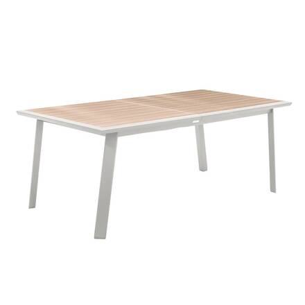Ausziehbarer Gartentisch PAVANE Leinen / Weiß 12 Plätze - Epoxy-beschichtetes Aluminium
