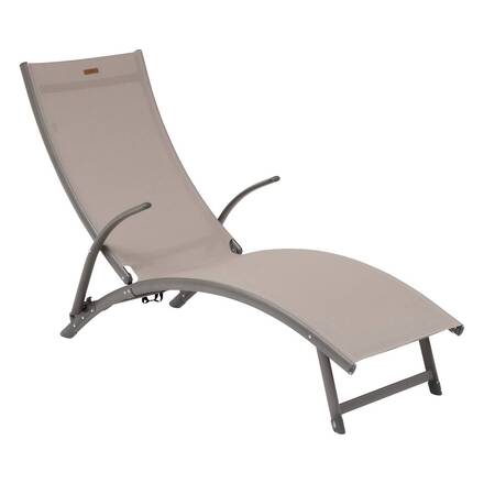 Sonnenliege SAMBA Haselnuss / Praline 4 Positionen - Epoxy-behandeltes Aluminium, Texaline