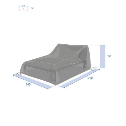 Schutzhülle für Doppel-Sonnenliege HAMBO Grau 220 x 145 x 90 cm - Polyester