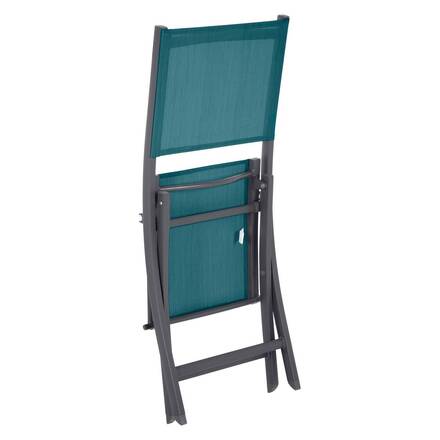 4er-Set klappbare Gartenstühle ESSENTIA Petrolblau / Graphit Epoxidharz behandeltes Aluminium, Texaline