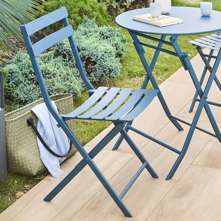 Hespéride Gartenstuhl Modula – Faltbar & Stapelbar, Dunkelgrau, Max. 110 Kg, Stahlrahmen, PVC-Bezug