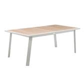 Ausziehbarer Gartentisch PAVANE Leinen / Weiß 12 Plätze - Epoxy-beschichtetes Aluminium Leinen / Weiß