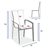 Stapelbarer Gartenstuhl mit Armlehnen AXANT Petrolblau / Graphit Epoxidharz behandeltes Aluminium, Texaline Entenblau / Graphit