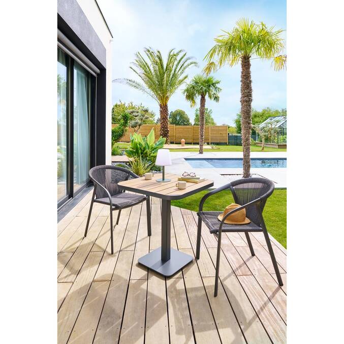 Bistrotisch TYLA Akazie / Graphit 2 Plätze - Epoxy-behandelter Stahl, FSC®-zertifiziertes Akazienholz Akazie / Graphit