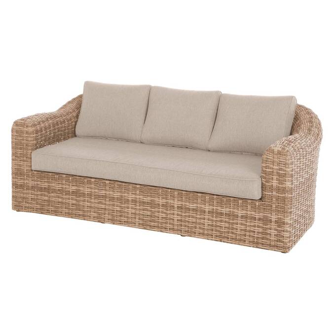 Gartensofa MOORÉA Savana 3 Plätze - Epoxy-beschichtetes Aluminium, Synthetisches Geflecht, Polyester Savana