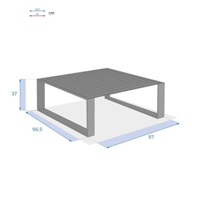 Quadratischer Gartencouchtisch ALLURE Graphit 97 x 97 x 37 cm - Aluminium epoxidbeschichtet Graphit